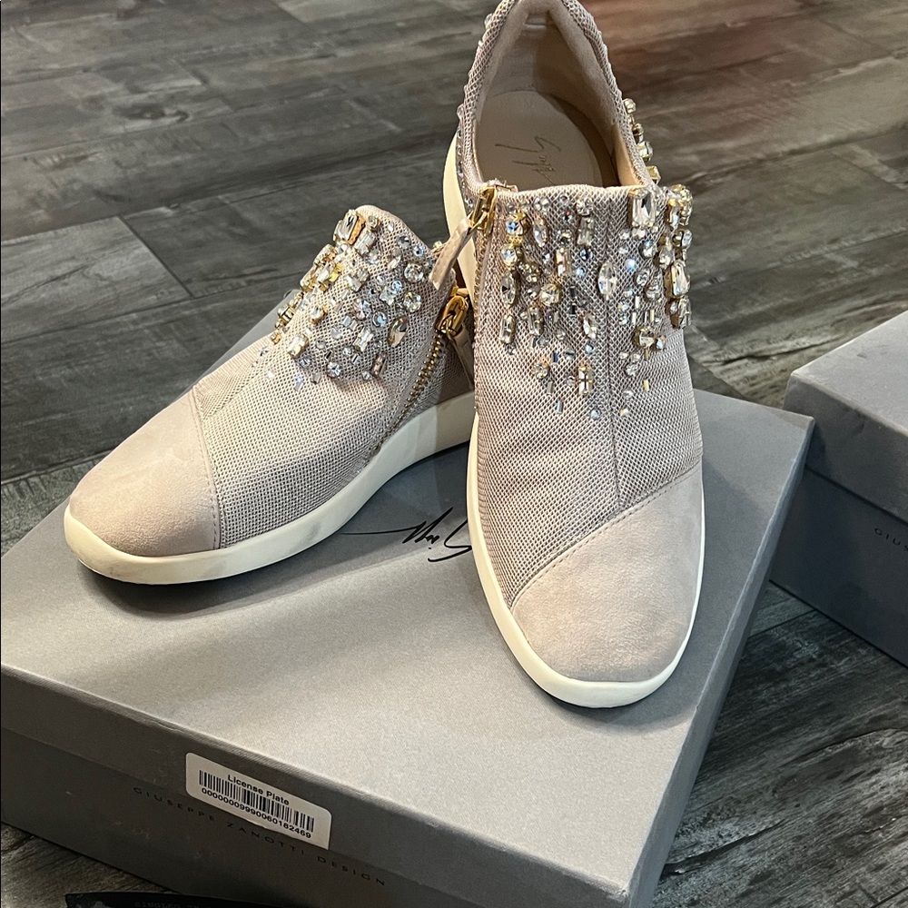 Giuseppe Zanotti Beige Embellished Sneakers